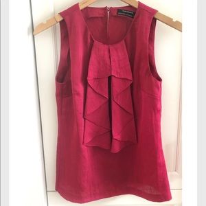 Club Monaco Fuschia Red Sleeveless Ruffled Blouse